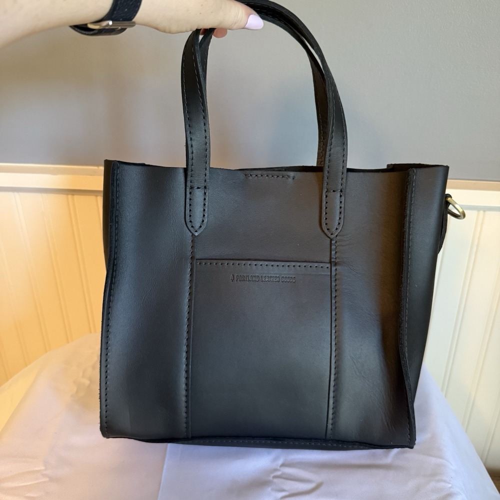 Portland Leather Goods Lola Crossbody Top Handle Bag Tote Purse Black NWOT